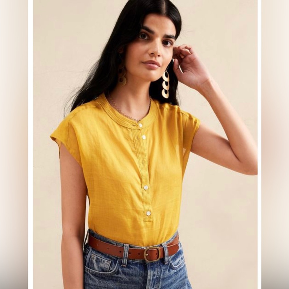 NEW Banana Republic Gold Yellow Ramie Blouse — Size M Tall